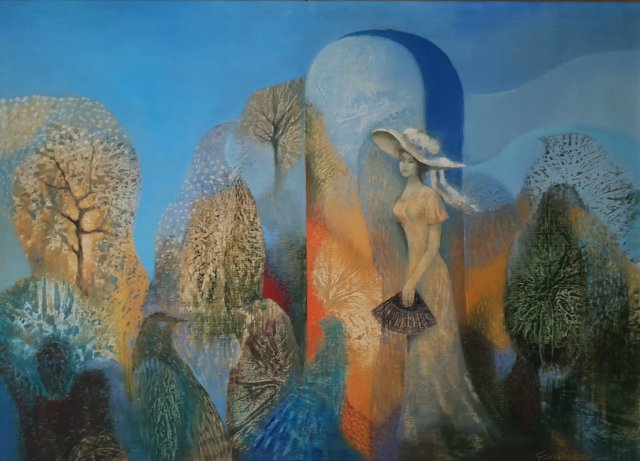 Garabuczy Ágnes Csodálatos Kert olajfestmény 50x70cm méretű elkelt