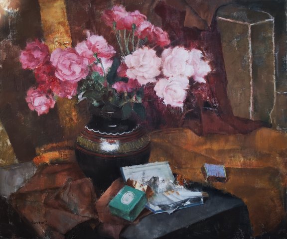 Kontuly Béla Csendélet rózsákkal 60x70cm olaj vászon elkelt 