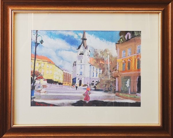 Somogyi H József  Kaposvár Fő tér 30x40cm pasztel 38000ft