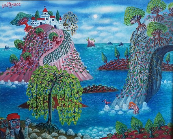 Galambos Tamás Zsuzsanna és a Vének Mérete 40x50cm olaj vászon elkelt 