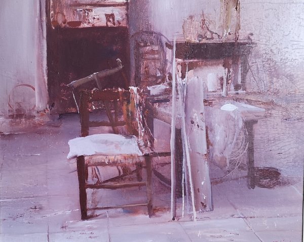 Fejér Csaba. Műteremben 45x55cm cm olajfestmény 385000ft