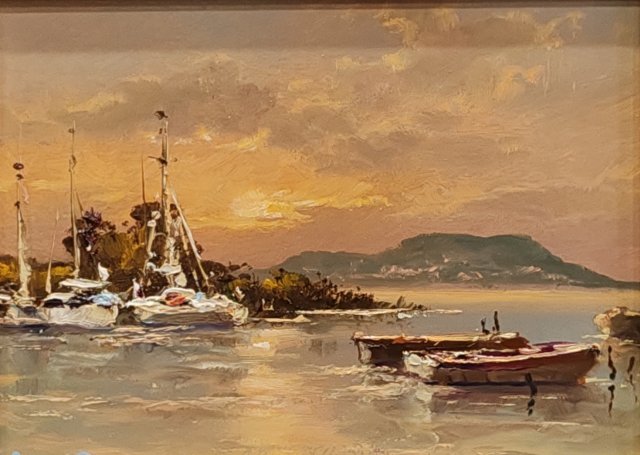 Bóna Jenő Balaton 15x20cm olaj 45000Ft