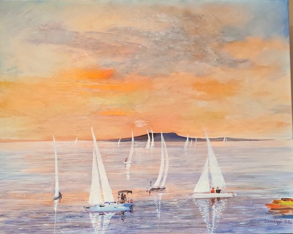 Somogyi H József Balatoni Vitorlások 80x100cm 240000ft