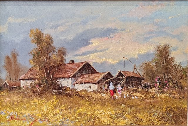 Bóna Jenő Napos tanya20x30cm olaj 78000ft