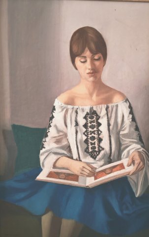 Mácsai István Modell Albummal 60x40cm olajfestmény 680000ft