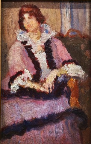 Kunffy Lajos Francia hölgy olajfestmény 15x10cm 250000ft