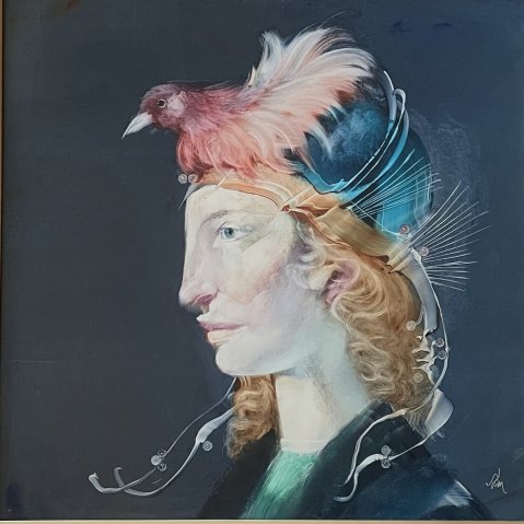 Szász Endre Madaras Hölgy 45x45cm olajfestmény 850000ft