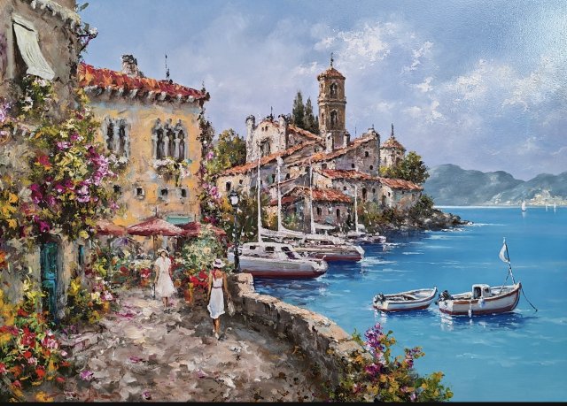Bóna Jenő Tengerparti séta 50x70cm olaj 285000Ft