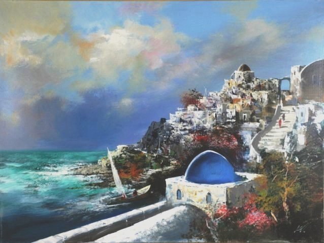 Adilov Kabul Santorini mérete 60x80cm olaj-akril 248000Ft