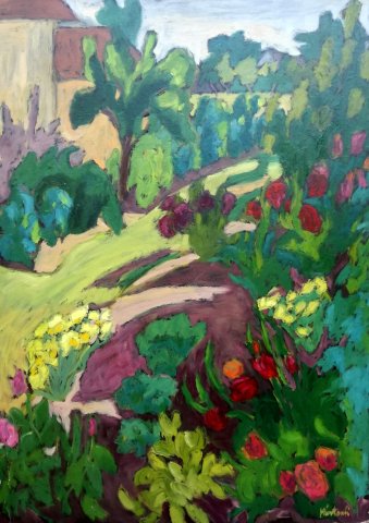 Mártonfi Benke Márta Kertem Nyáron 80x60cm olajfestmény eladva