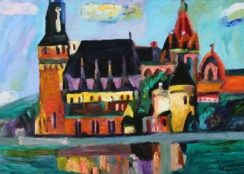 Schéner Mihály Vajdahunyad vára 50x70cm 360000Ft