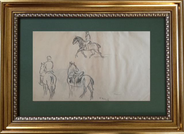 Vaszary János Lovasok 1916 mérete 27x41cm technika: kréta 950000ft