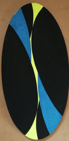 Fajó János Tagolt ellipszis I, 59x29,5cm  Tojás tempera fa, eladva